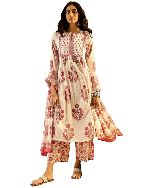 INDO ERA White Cotton Kurta & Palazzo with Dupatta Set – Price, Review & Best Deals [2025]